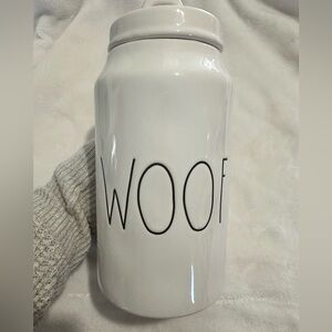 Rae Dunn Artisan Collection by Magenta ceramic dog treat/food WOOF canister 10”